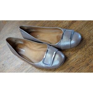 Women's 5.5 Coach Unique Ballet Flats Shoes Gold Leather Silver Buckle